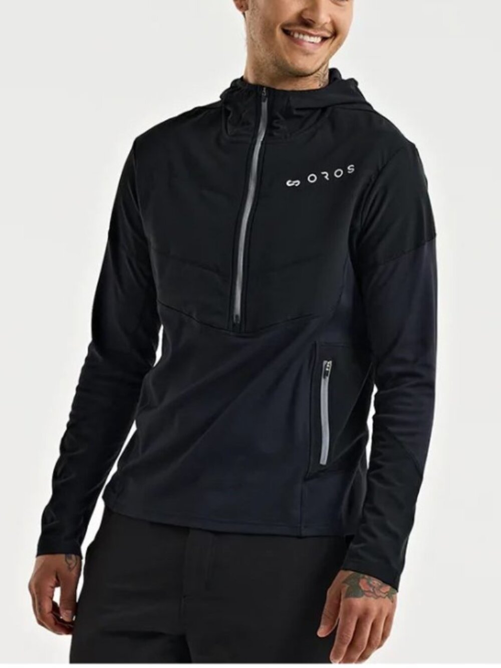 OROS Explorer Hoodie 1/2 Half Zip Jacket Solarcore Stretch Black Size Medium